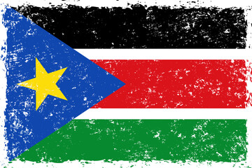 South sudan flag in grunge distressed style