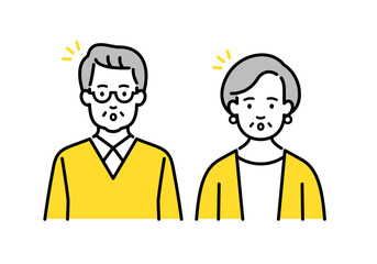 ひらめく高齢者の夫婦