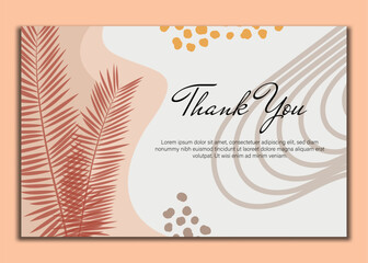 thank you card with beautiful elegant flowers, thank you card with abstract shape illustration, thank you card, save the date card.