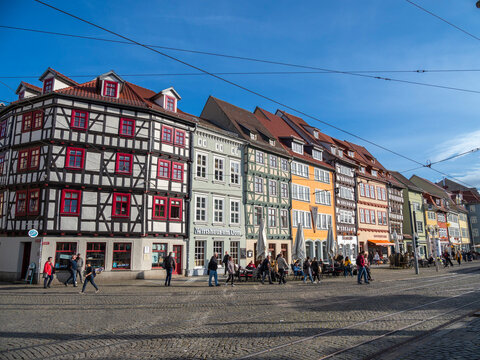 View of the city of Erfurt, the capital and largest city of the Central German state of Thuringia, Germany