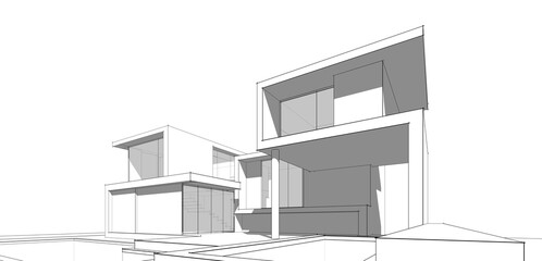  architectural drawing 3d illustration