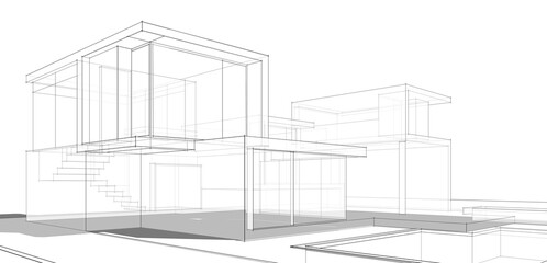  architectural drawing 3d illustration