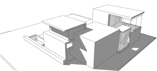  architectural drawing 3d illustration