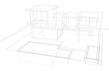  architectural drawing 3d illustration