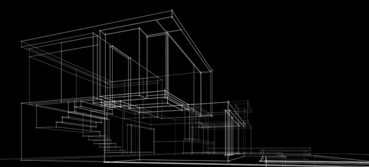  architectural drawing 3d illustration