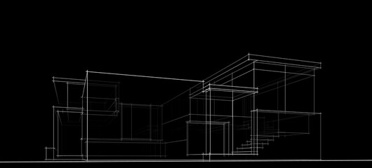  architectural drawing 3d illustration