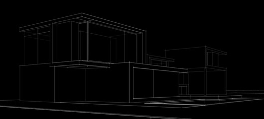  architectural drawing 3d illustration