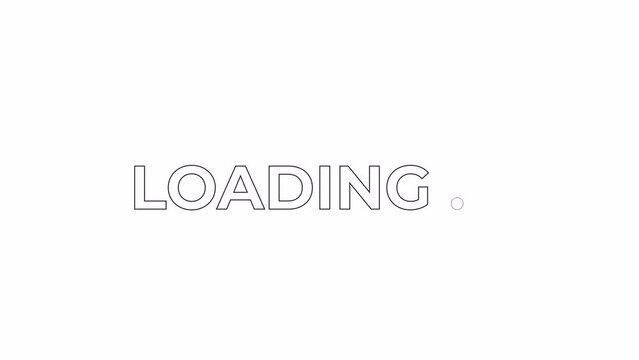 Outlined upper case black and white loading text animation. Montserrat Bold font used, monochromatic 2D cartoon 4K video loader motion graphic. Loading screen, ui design, animated uploader gif