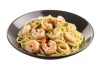 Shrimp scampi on transparent background. Generative AI.
