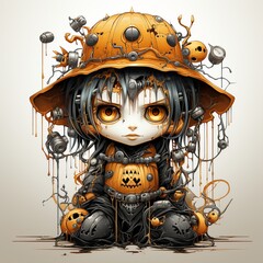 Illustration of jack o lantern . Halloween concept