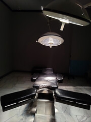 empty operating room, surgery, operating lights are on