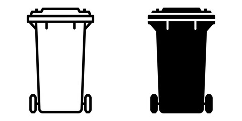 ofvs448 OutlineFilledVectorSign ofvs - garbage can vector icon . rubbish bin sign . front view . isolated transparent . black outline and filled version . AI 10 / EPS 10 / PNG . g11789