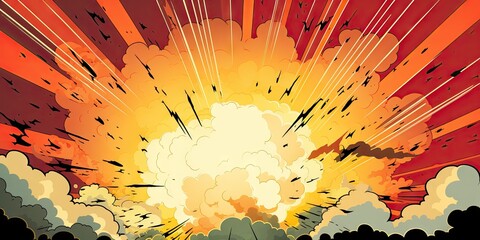Naklejka premium Cartoon explosion. Dynamic comic illustration