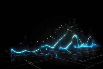Abstract digital background with graph digital research on black