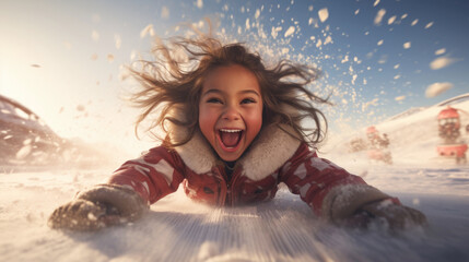 portrait of a little girl in winter
