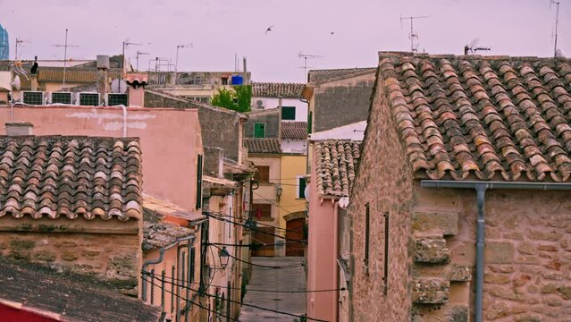 View of the street of the ancient city of Alcudia