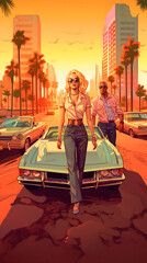 Miami Vice Sunset Vintage Blonde and the Mobster