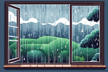 a view outside a rainy window