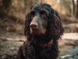 American Water Spaniel dog created with Generative AI technology
