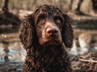 American Water Spaniel dog created with Generative AI technology