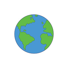 Flat Planet Earth globe icon Illustration Vector world