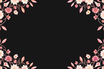 abstract floral frame with black background flower in the corner