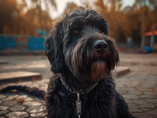 Black Russian Terrier dog created with Generative AI technology