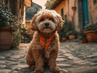 Bolognese dog created with Generative AI technology