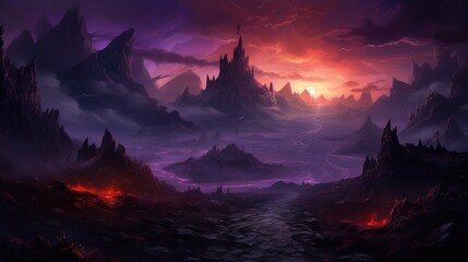 Naklejka premium Fantasy Landscape Game Art