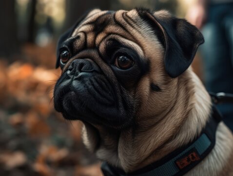 Pug dog close up portrait 
