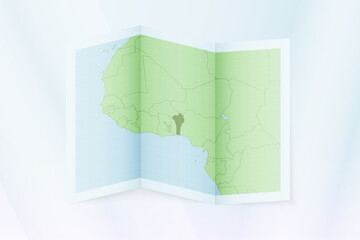 Benin map, folded paper with Benin map.