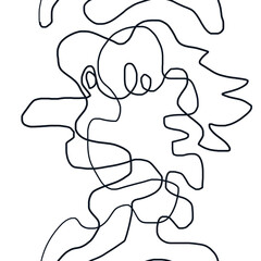 seamless hand-drawn vector illustration of an angel with a flower