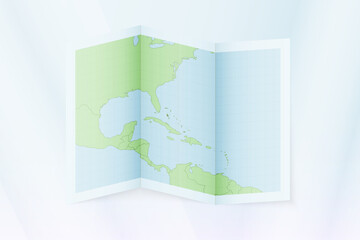The Bahamas map, folded paper with The Bahamas map.