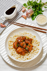 Baked Honey Sesame Chicken with brown rice