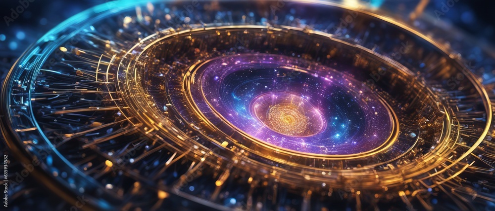 Wall mural abstract art concept of quantum world, quantum mini universe contained in a quantum micro particle