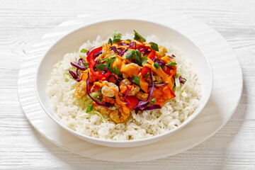 bang bang shrimp rice bowl with fresh veggies