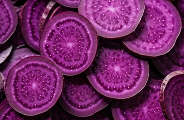 Purple sweet potato sliced  background.