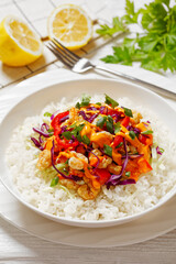 bang bang shrimp rice bowl with fresh veggies