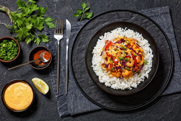 bang bang shrimp rice bowl with fresh veggies