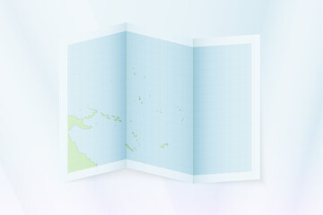 Kiribati map, folded paper with Kiribati map.