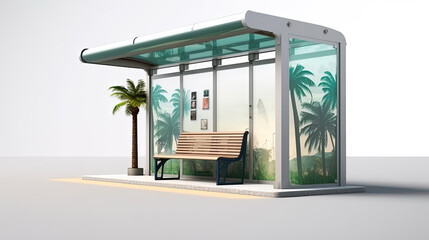Bus stop shelter. Ai propjct visualisation, isolated on white background