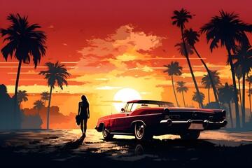 Palm Tree Visions of Miami Vice Sunset Legendary Mobster Glamour