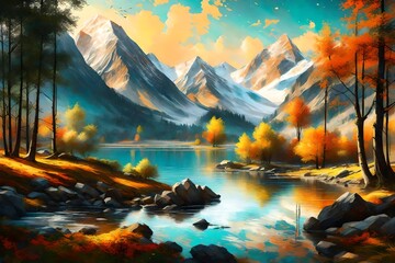 A landscape painting in the style of the best painters in the world - AI Generative