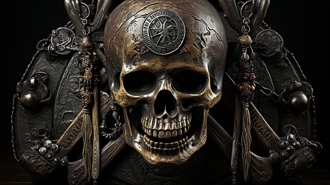 a picture of a traditional pirate skull and crossbones.