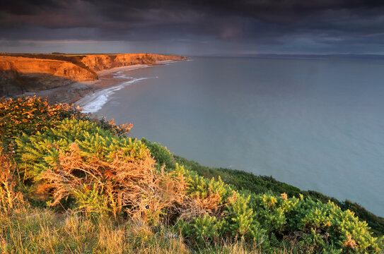 Looking towards Nash Point from Southerndown, Glamorgan Heritage Coast, South Wales, United Kingdom