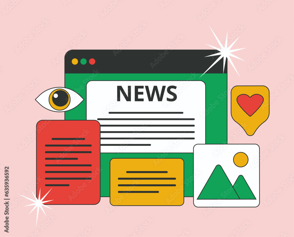 Poster dialog box with a web page on which the text of the news is placed. access to current news via the i