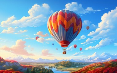 Hot Air Balloon Soaring. Generative AI