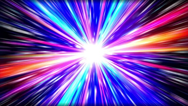 Background video of radiating light beams. Effects.