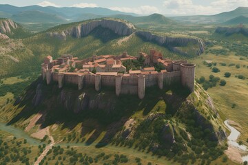 A beautiful fortress with medieval castle walls - obrazy, fototapety, plakaty