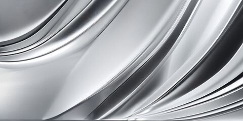 Abstract Silver Wave, chrome banner, platinum copy space, metal motion, grey liquid, white gradient glow, shiny material, smooth motion. Abstract design for copy space text. - obrazy, fototapety, plakaty